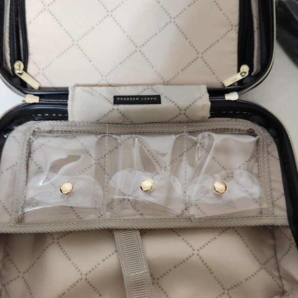 NWT-Marcy McKenna 2-in-1 Essential Hamptons Hardside Beauty Case - Black Python - Picture 6 of 8